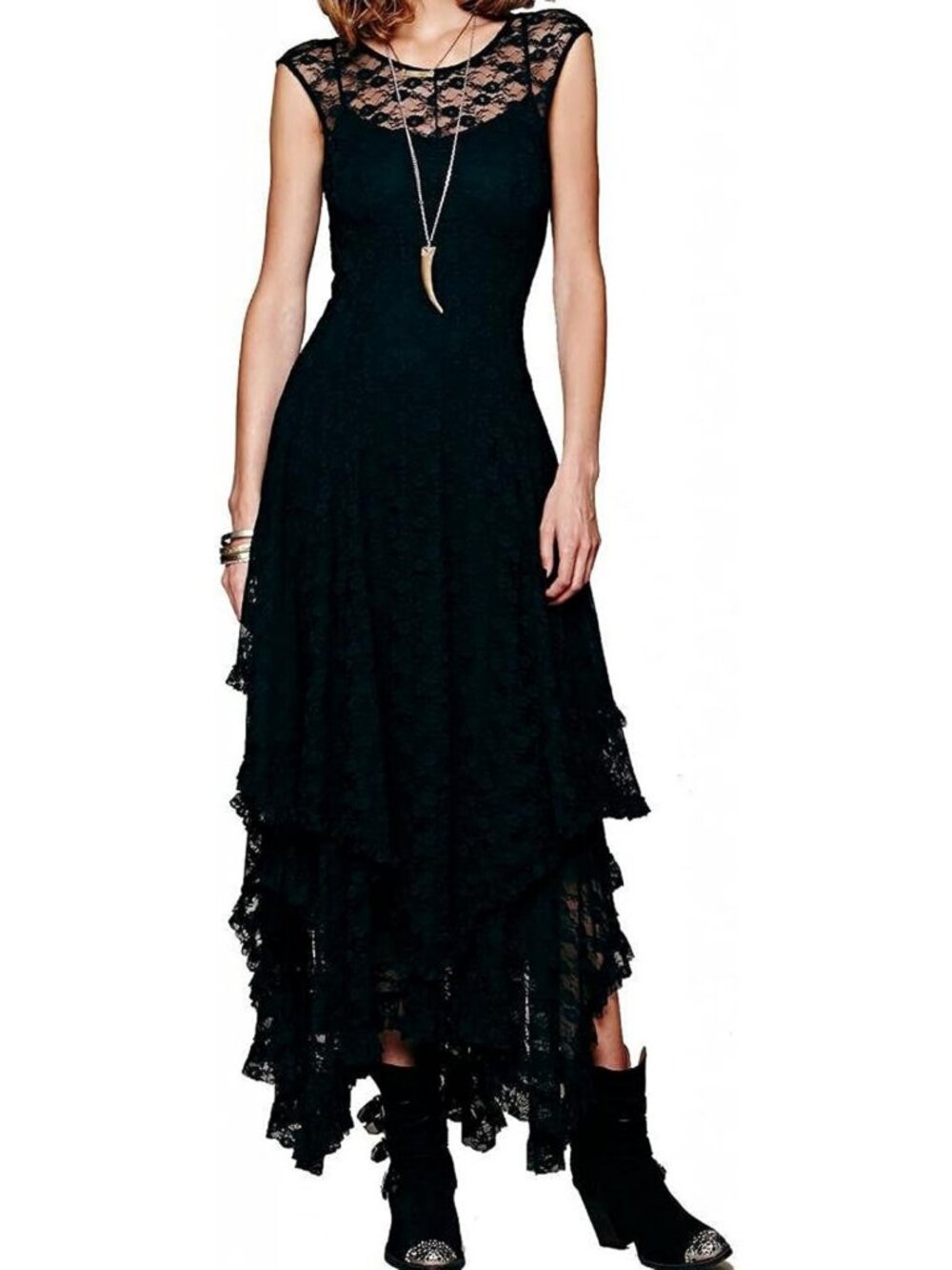 Elegant Lace Long Dress with Slip - Two Piece Set for Women, Perfect for Events